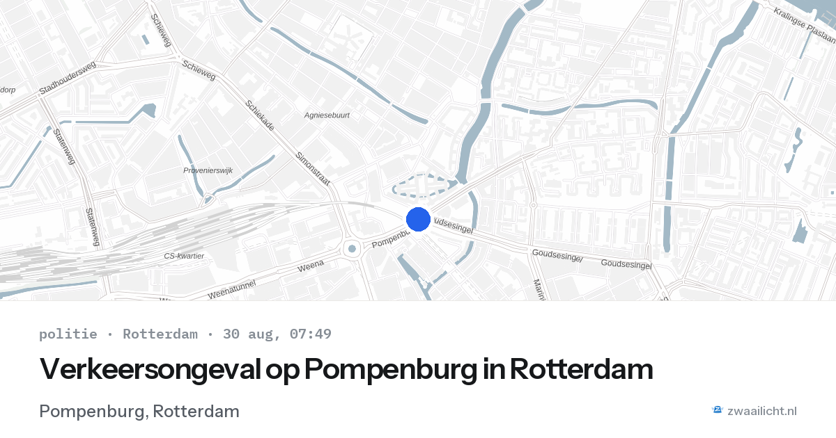 Verkeersongeval op Pompenburg in Rotterdam — 30 aug 2026
