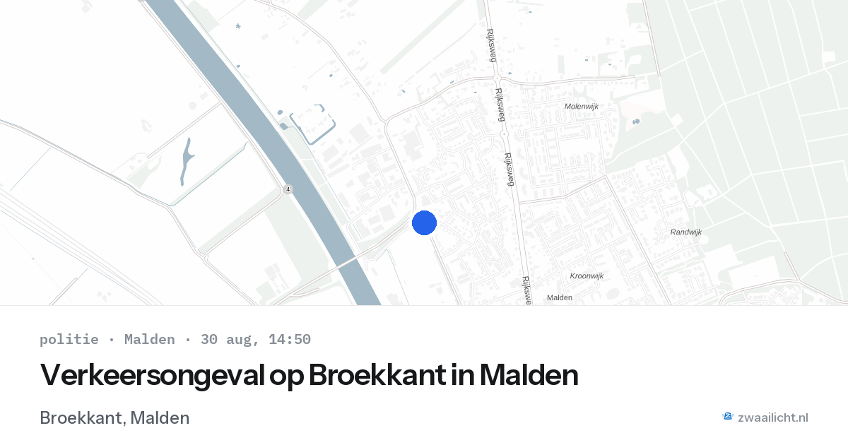Verkeersongeval op Broekkant in Malden — 30 aug 2026