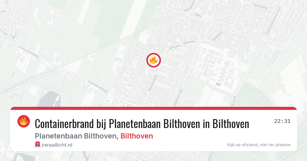 Containerbrand bij Planetenbaan Bilthoven in Bilthoven — 13 mei 2026