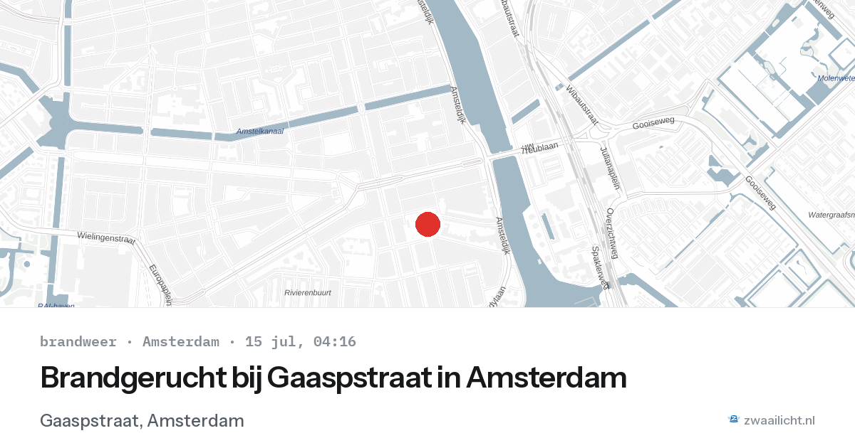 Brandgerucht bij Gaaspstraat in Amsterdam — 15 jul 2026