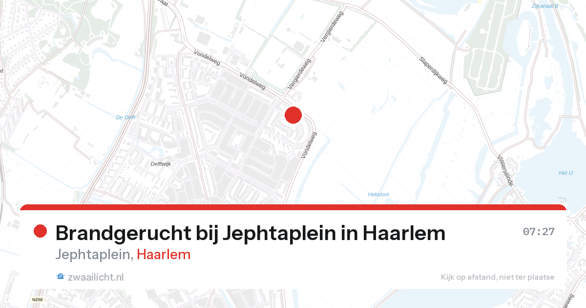 Brandgerucht bij Jephtaplein in Haarlem — 28 aug 2026
