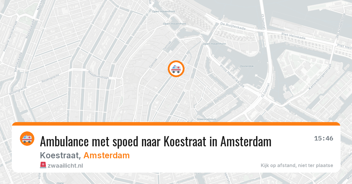 Ambulance met spoed naar Koestraat in Amsterdam — 16 jul 2026