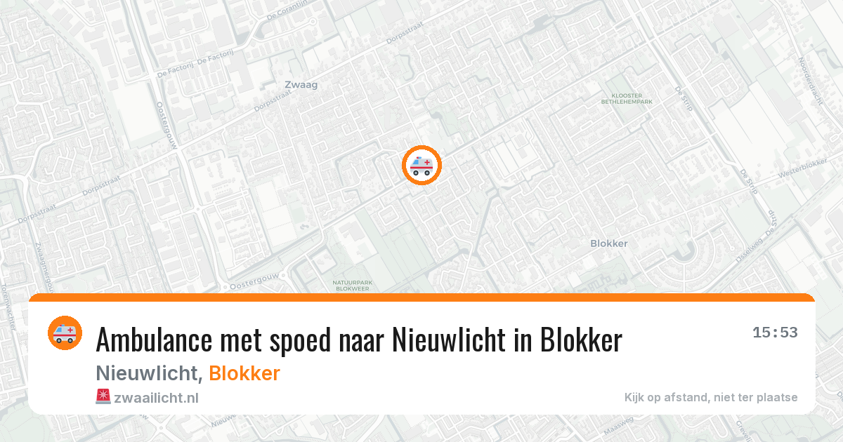 Ambulance met spoed naar Nieuwlicht in Blokker — 18 mrt 2026