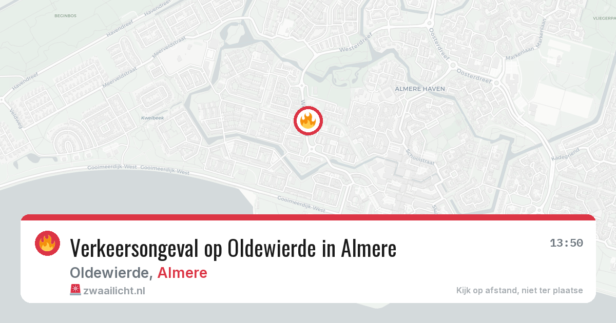 Verkeersongeval op Oldewierde in Almere — 13 feb 2026