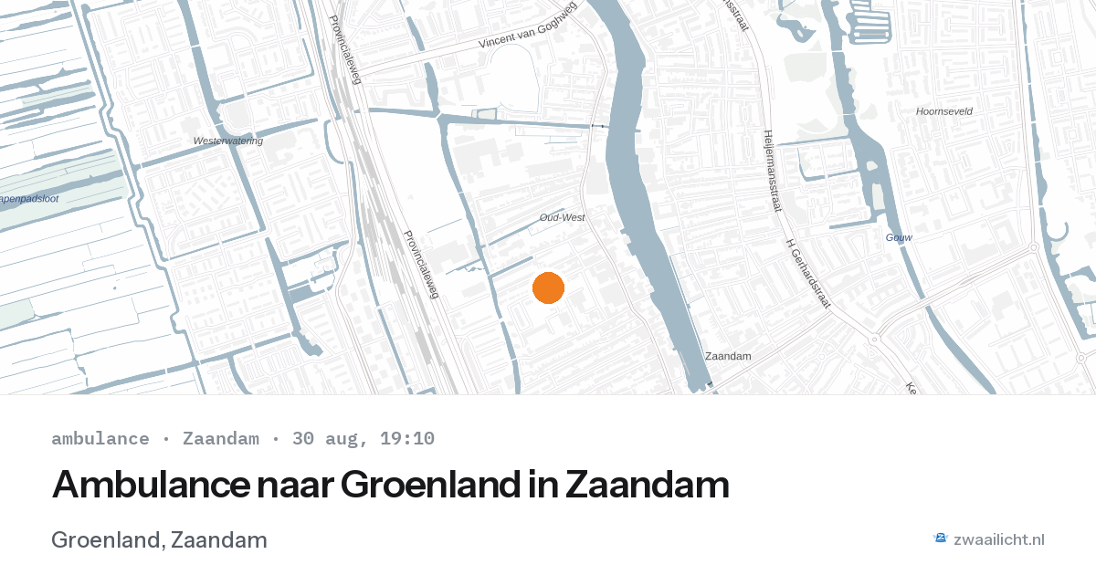 Ambulance naar Groenland in Zaandam — 30 aug 2026