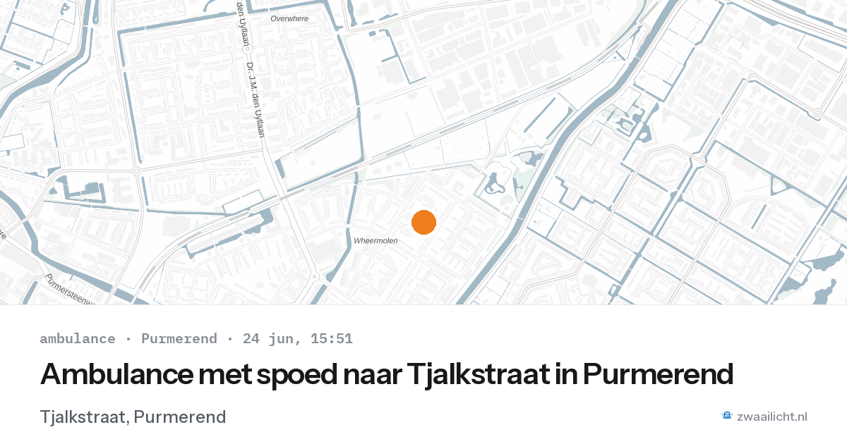 Ambulance met spoed naar Tjalkstraat in Purmerend — 24 jun 2026
