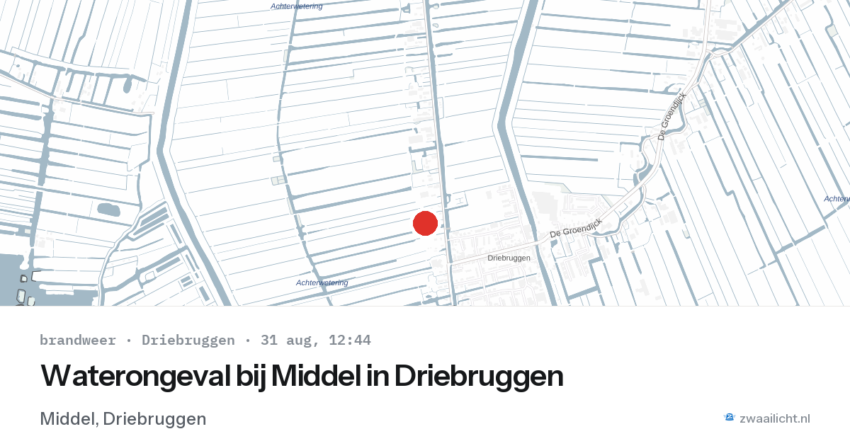 Waterongeval bij Middel in Driebruggen — 31 aug 2026