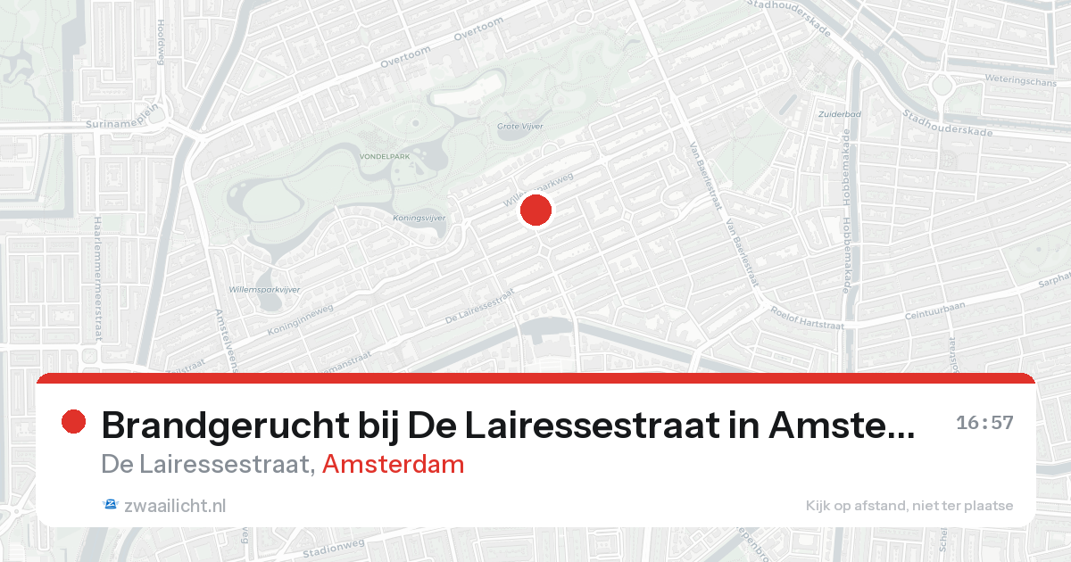 Brandgerucht bij De Lairessestraat in Amsterdam — 15 aug 2026