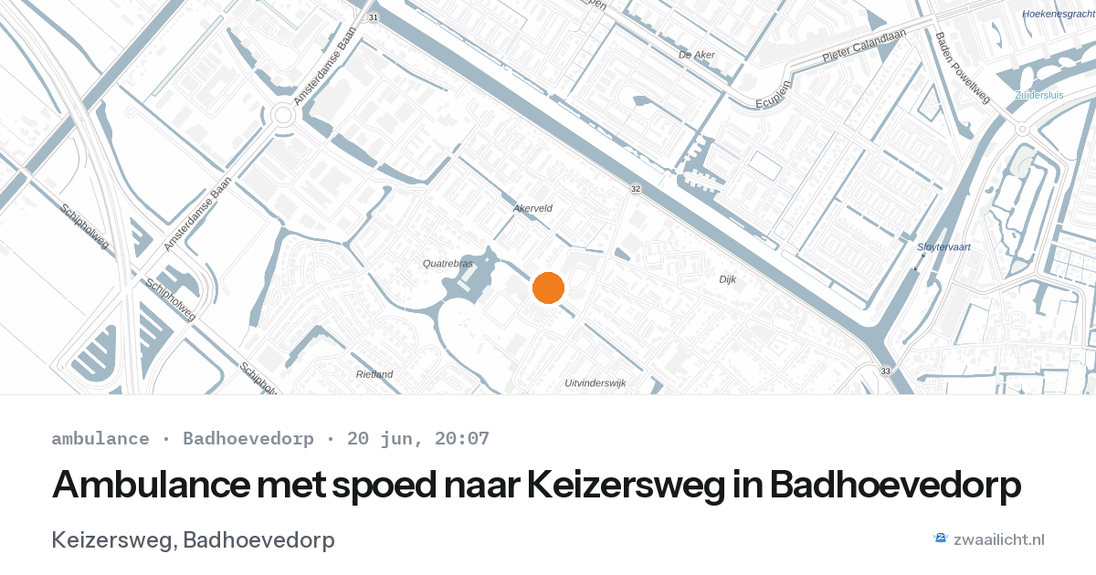 Ambulance met spoed naar Keizersweg in Badhoevedorp — 20 jun 2026