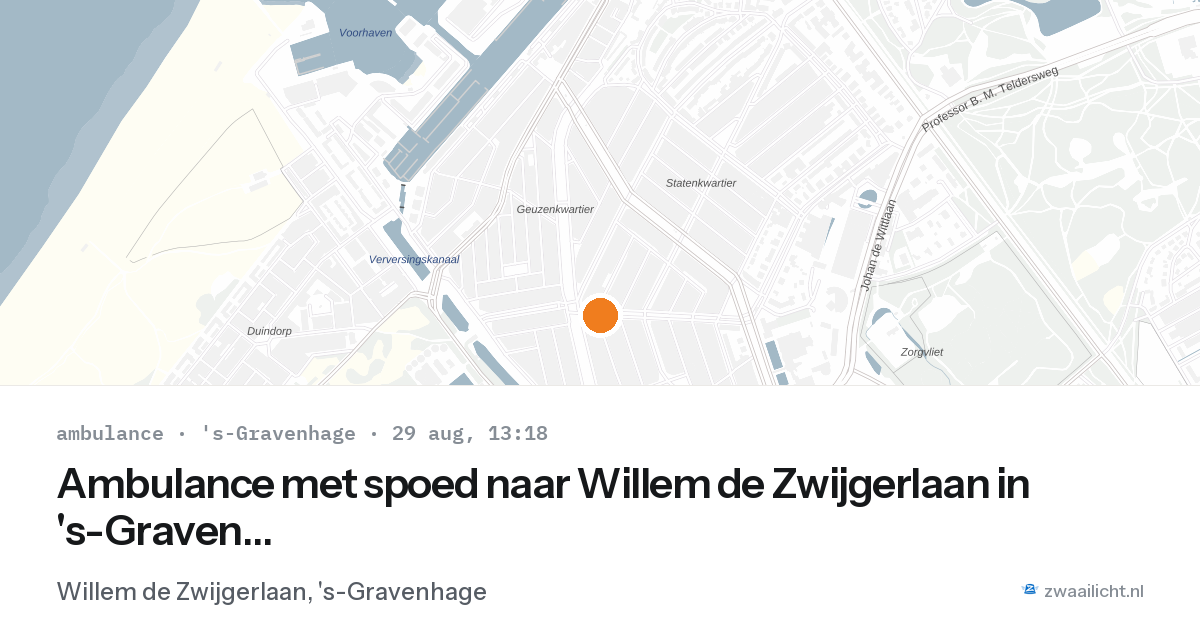 Ambulance met spoed naar Willem de Zwijgerlaan in 's-Gravenhage — 29 aug 2026