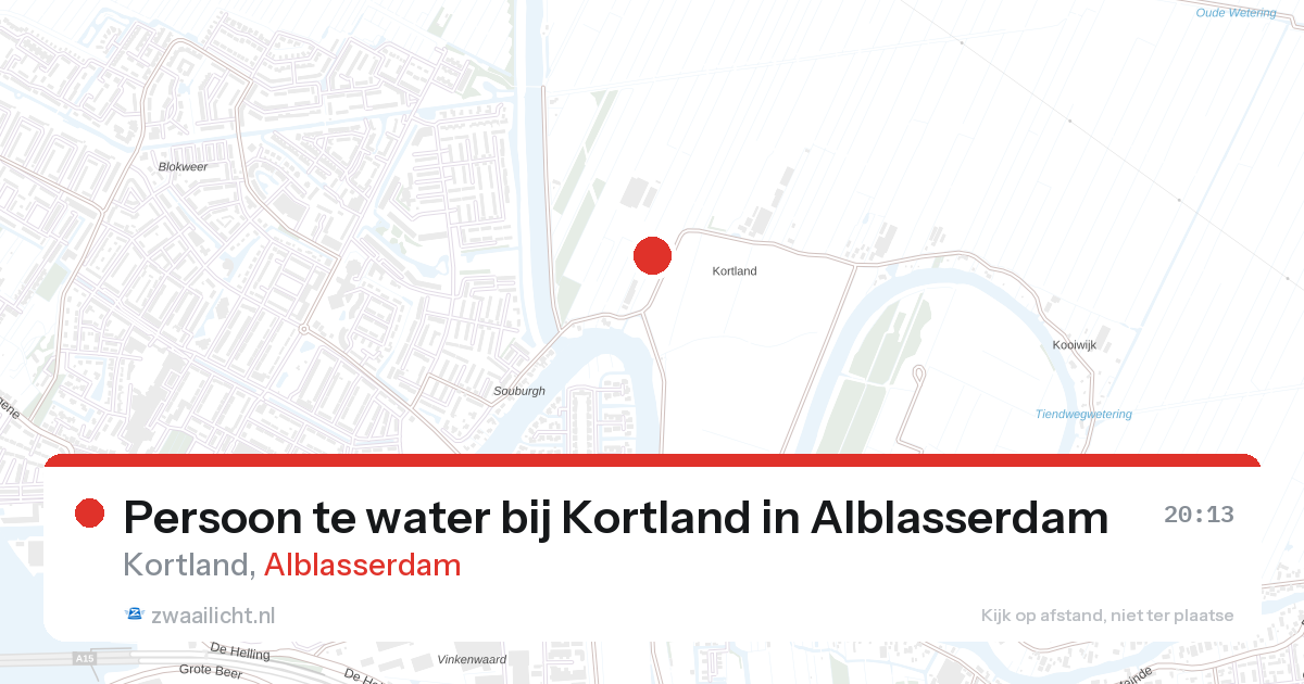 Persoon te water bij Kortland in Alblasserdam — 26 aug 2026