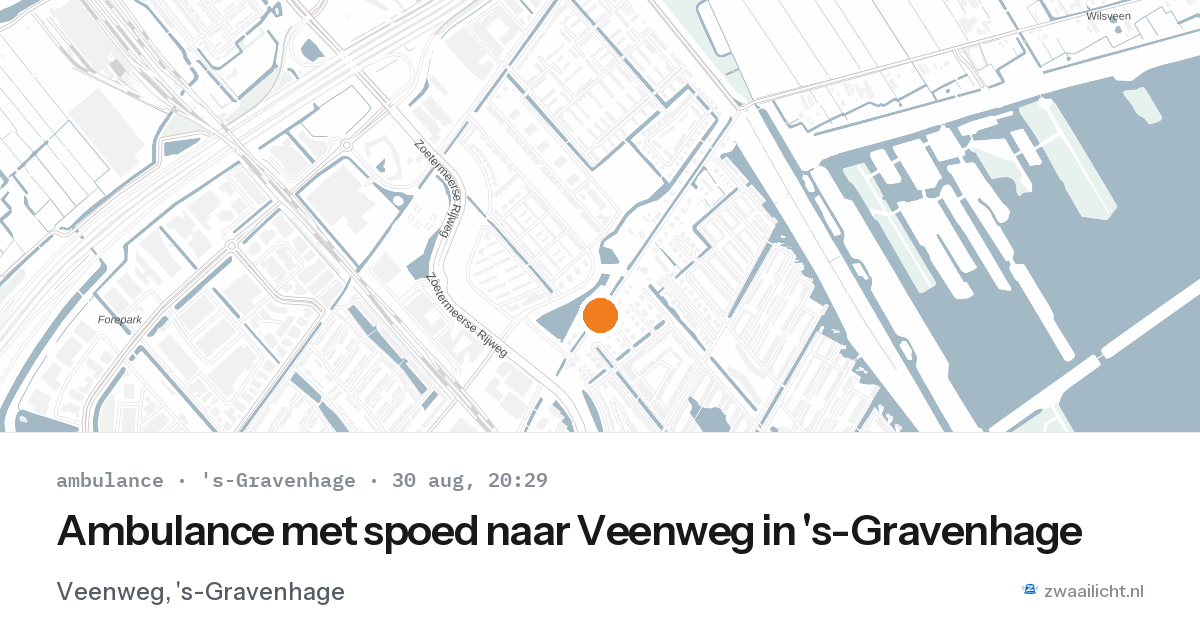 Ambulance met spoed naar Veenweg in 's-Gravenhage — 30 aug 2026