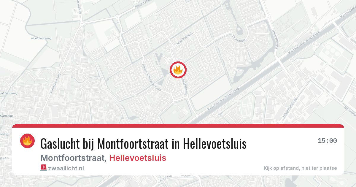 Gaslucht bij Montfoortstraat in Hellevoetsluis — 14 mrt 2026