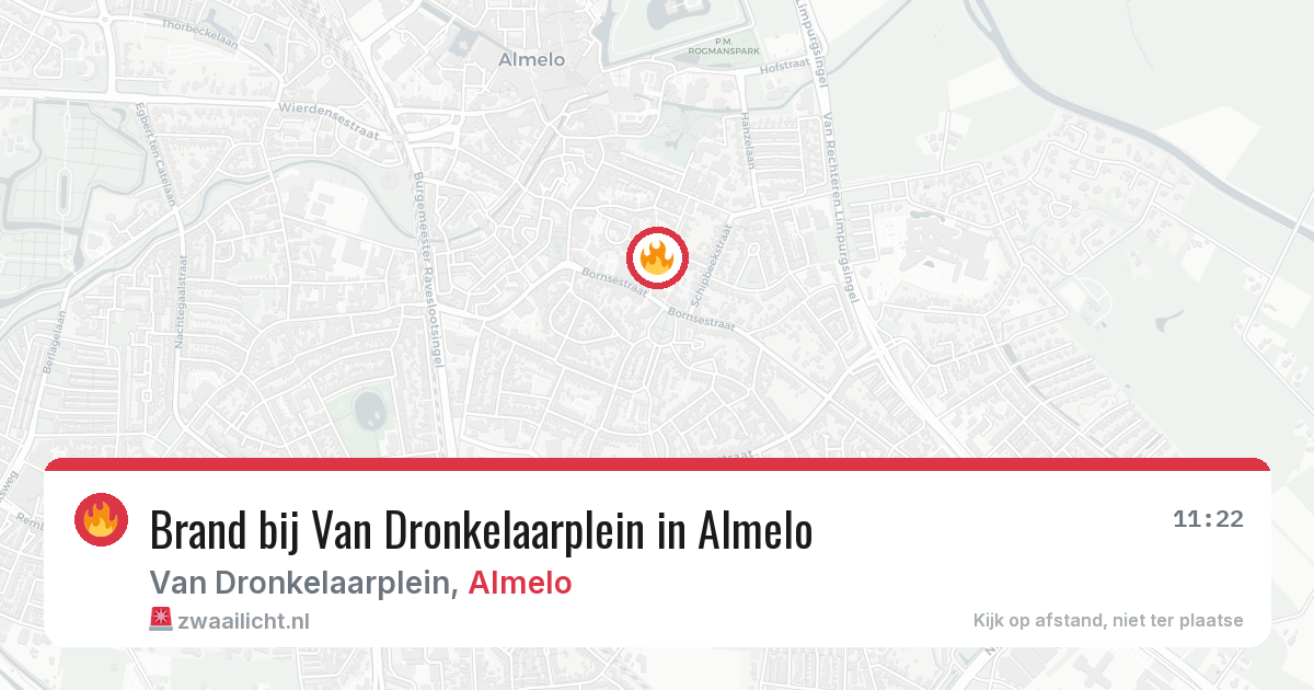 Brand bij Van Dronkelaarplein in Almelo — 9 aug 2026