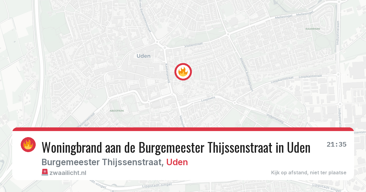 Woningbrand aan de Burgemeester Thijssenstraat in Uden — 1 apr 2026