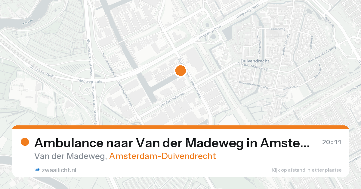 Ambulance naar Van der Madeweg in Amsterdam-Duivendrecht — 15 aug 2026