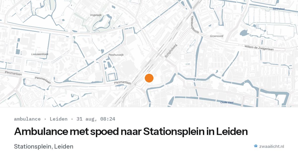 Ambulance met spoed naar Stationsplein in Leiden — 31 aug 2026