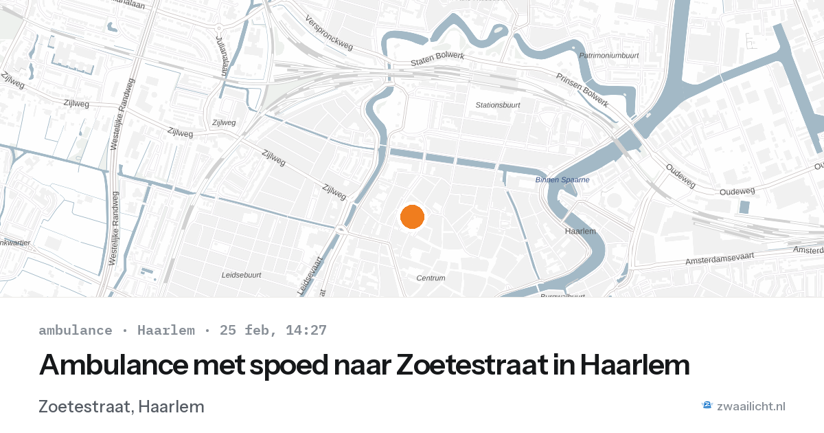 Ambulance met spoed naar Zoetestraat in Haarlem — 25 feb 2026