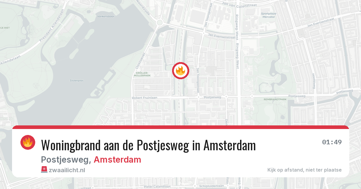 Woningbrand aan de Postjesweg in Amsterdam — 7 aug 2026