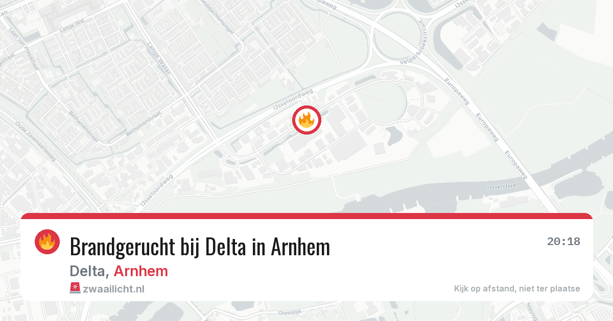Brandgerucht bij Delta in Arnhem — 22 apr 2026