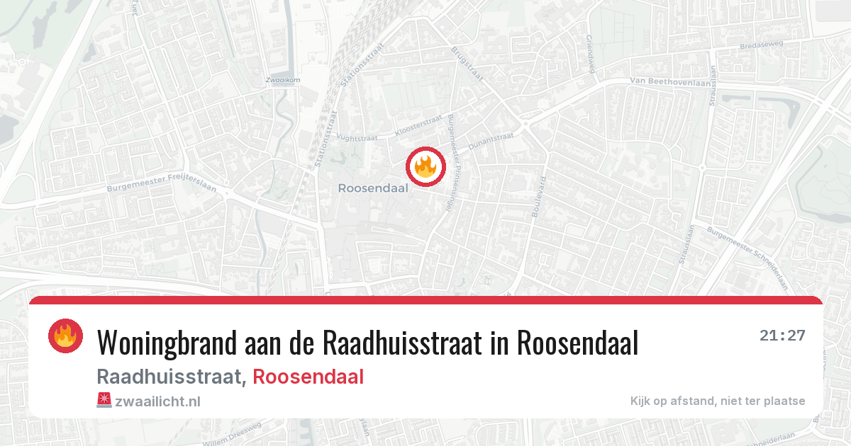 Woningbrand aan de Raadhuisstraat in Roosendaal — 26 jun 2026