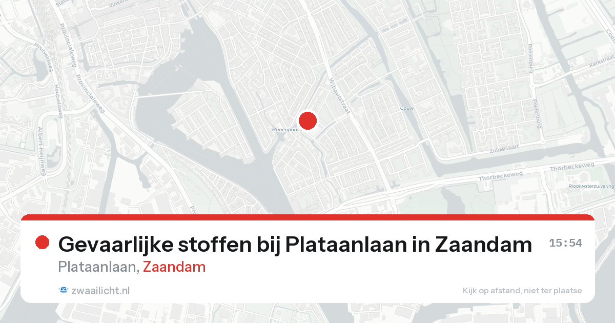 Gevaarlijke stoffen bij Plataanlaan in Zaandam — 20 aug 2026