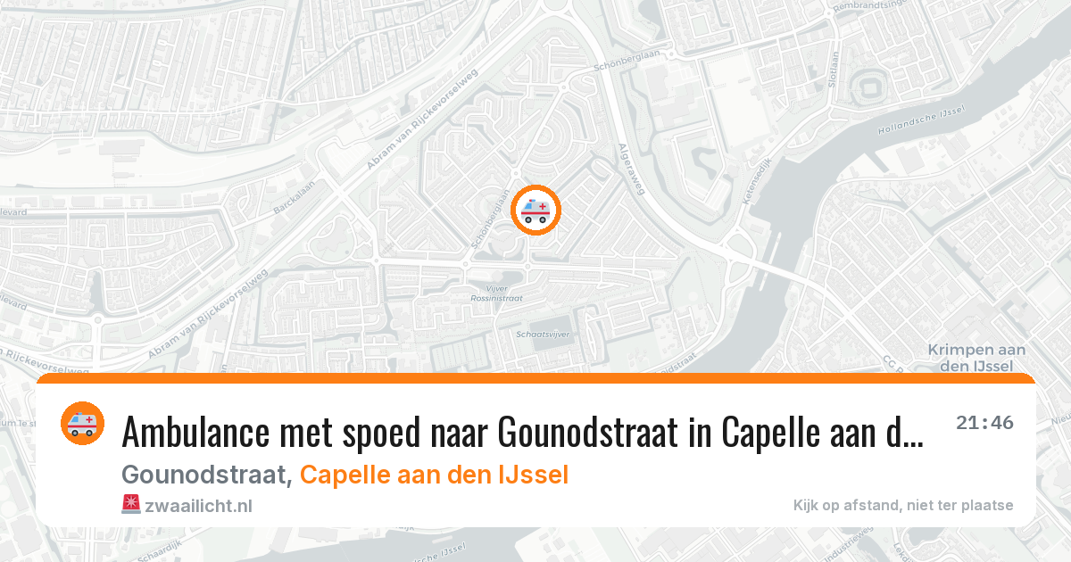 Ambulance met spoed naar Gounodstraat in Capelle aan den IJssel — 15 jul 2026