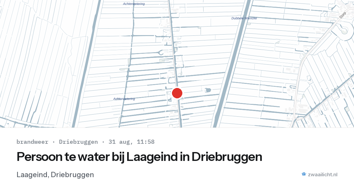 Persoon te water bij Laageind in Driebruggen — 31 aug 2026