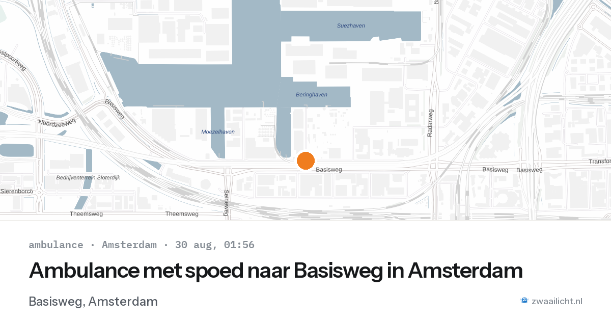 Ambulance met spoed naar Basisweg in Amsterdam — 29 aug 2026