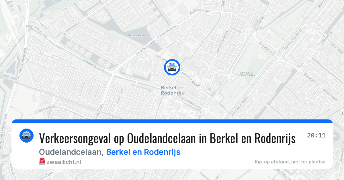 Verkeersongeval op Oudelandcelaan in Berkel en Rodenrijs — 4 jul 2026