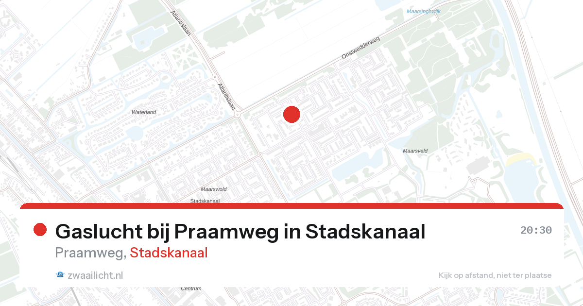 Gaslucht bij Praamweg in Stadskanaal — 27 aug 2026