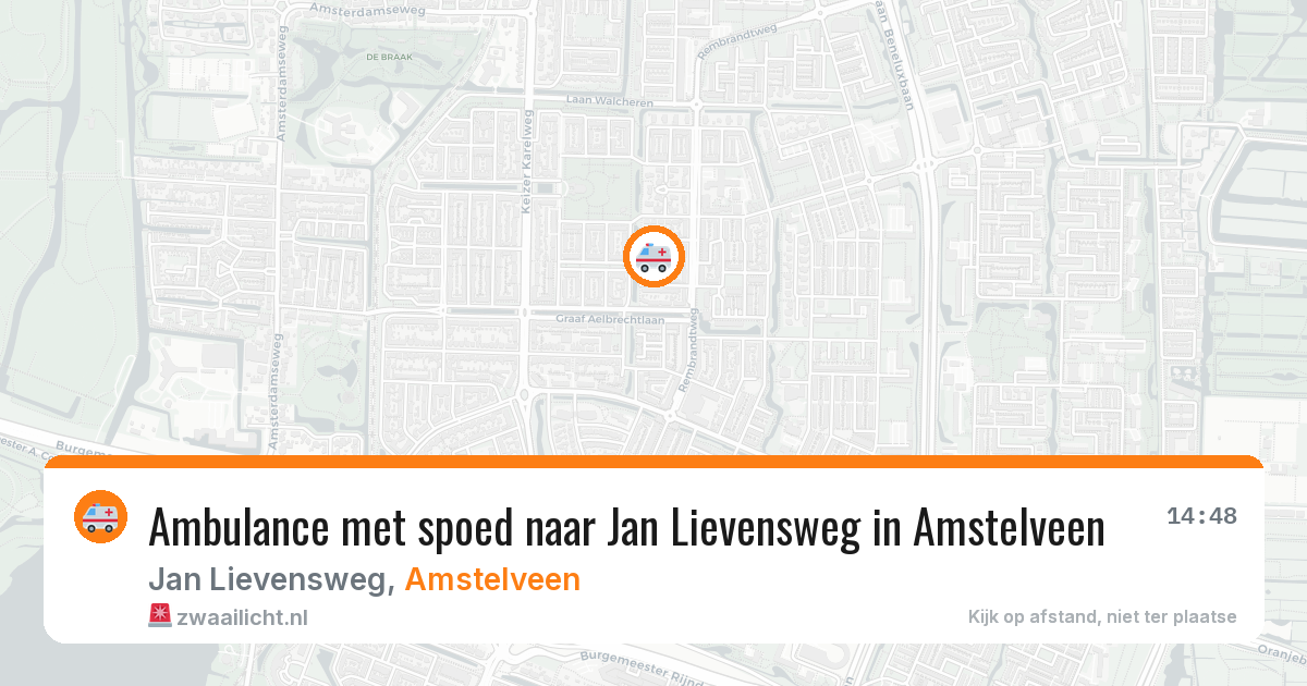 Ambulance met spoed naar Jan Lievensweg in Amstelveen — 7 aug 2026