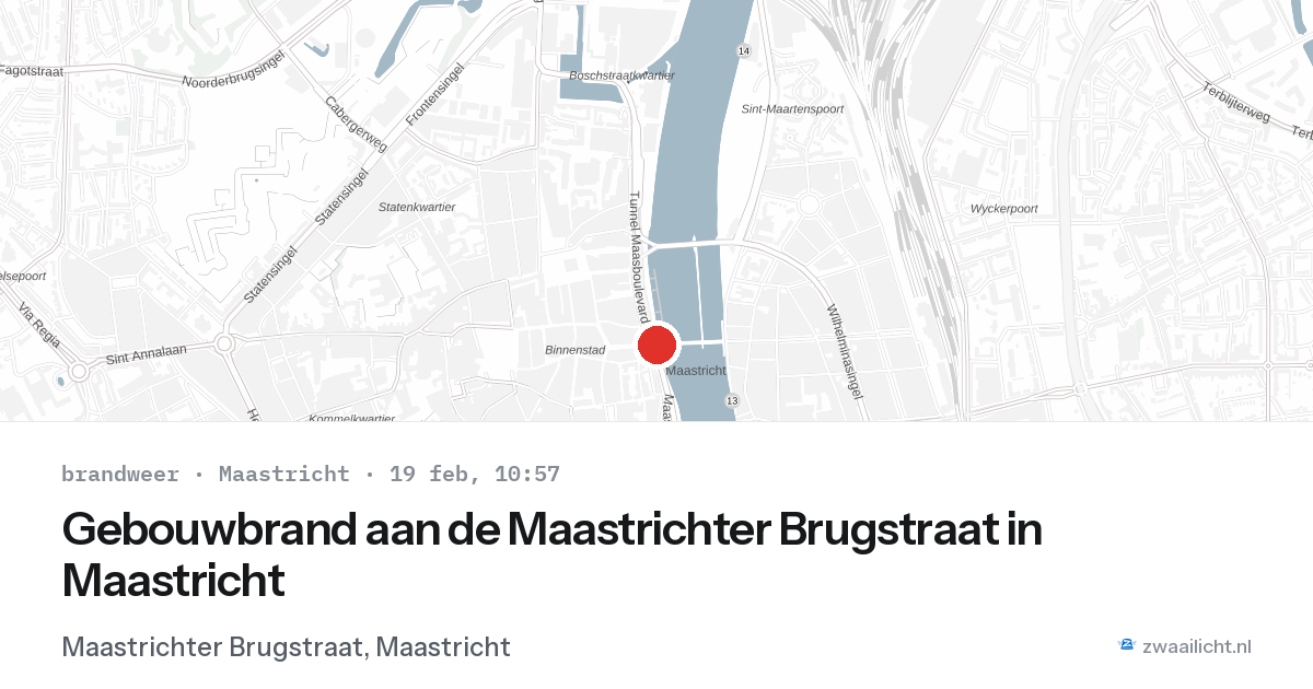 Gebouwbrand aan de Maastrichter Brugstraat in Maastricht — 19 feb 2026