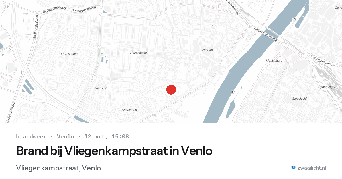 Brand bij Vliegenkampstraat in Venlo — 12 mrt 2026