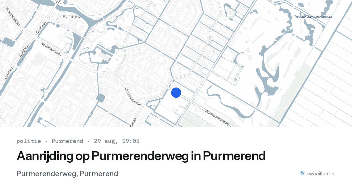 Aanrijding op Purmerenderweg in Purmerend — 29 aug 2026