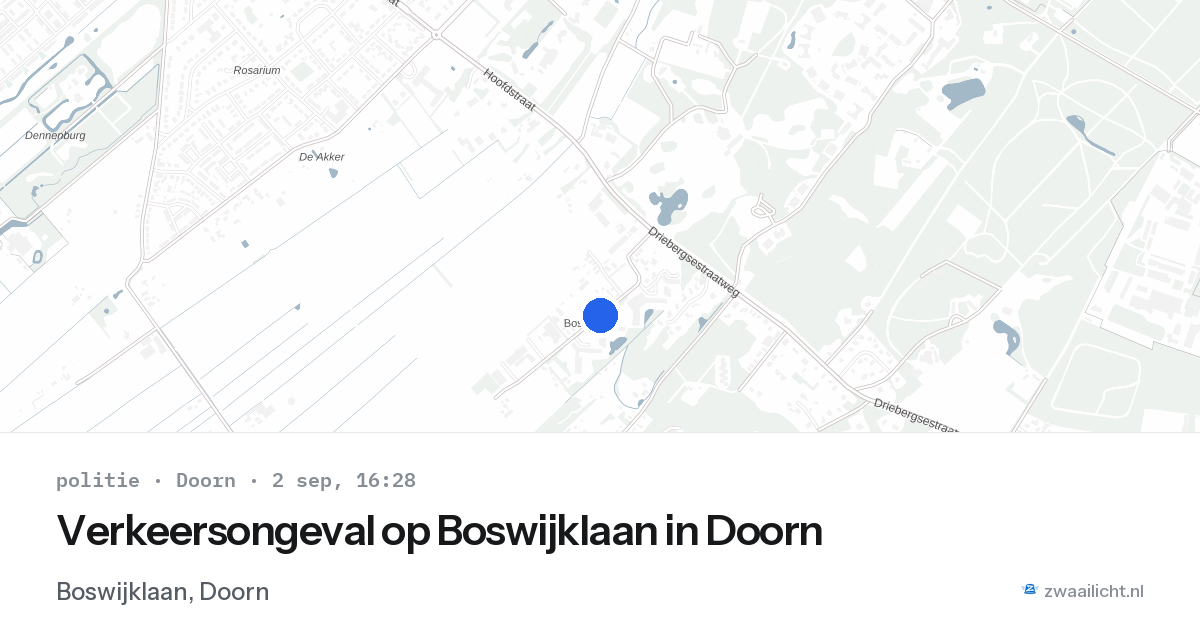 Verkeersongeval op Boswijklaan in Doorn — 2 sep 2026