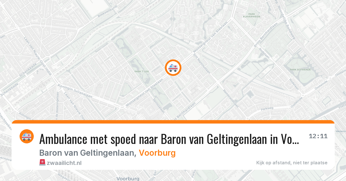 Ambulance met spoed naar Baron van Geltingenlaan in Voorburg — 9 aug 2026