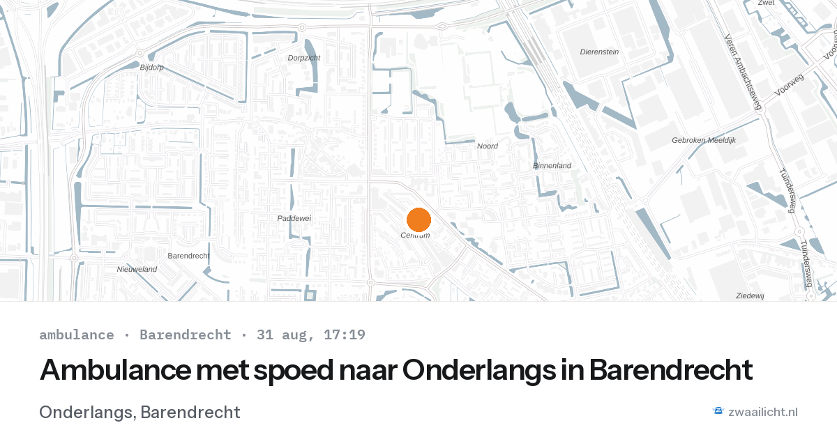 Ambulance met spoed naar Onderlangs in Barendrecht — 31 aug 2026