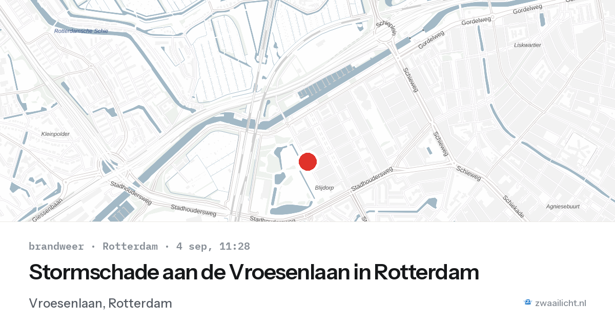 Stormschade aan de Vroesenlaan in Rotterdam — 4 sep 2026