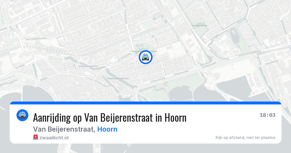 Aanrijding op Van Beijerenstraat in Hoorn — 14 aug 2026