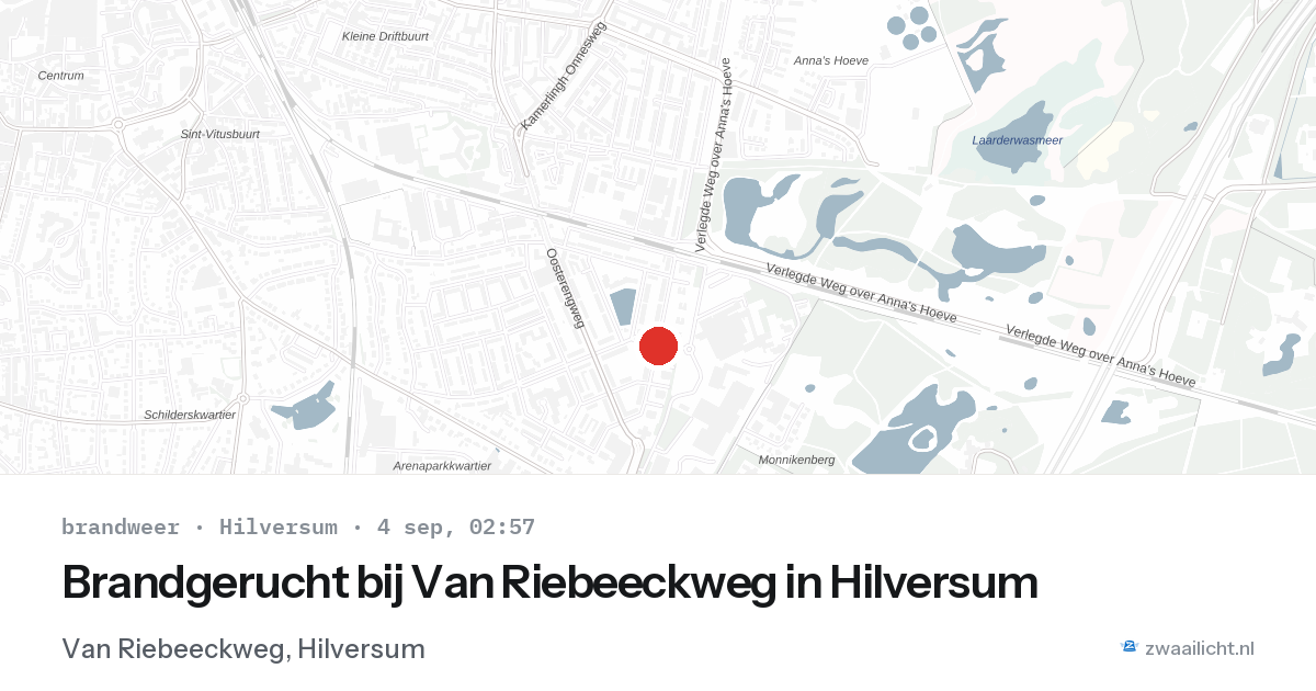 Brandgerucht bij Van Riebeeckweg in Hilversum — 4 sep 2026
