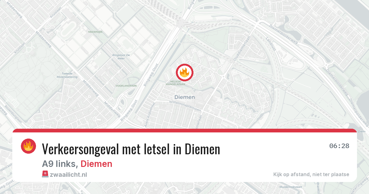 Verkeersongeval met letsel in Diemen — 27 apr 2026