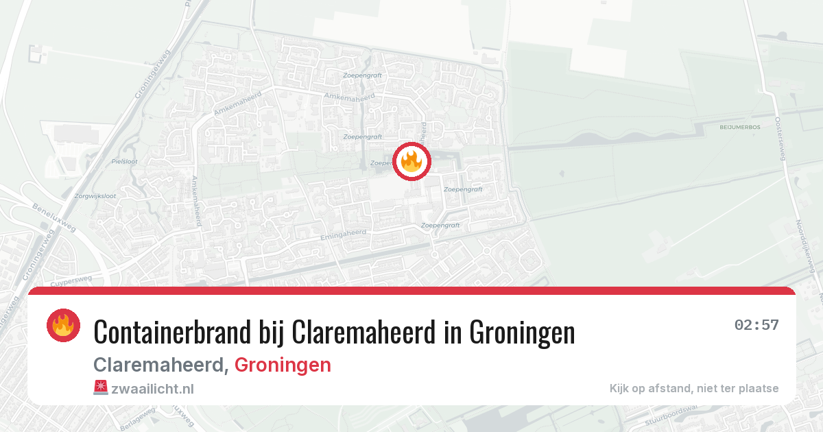 Containerbrand bij Claremaheerd in Groningen — 8 jun 2026