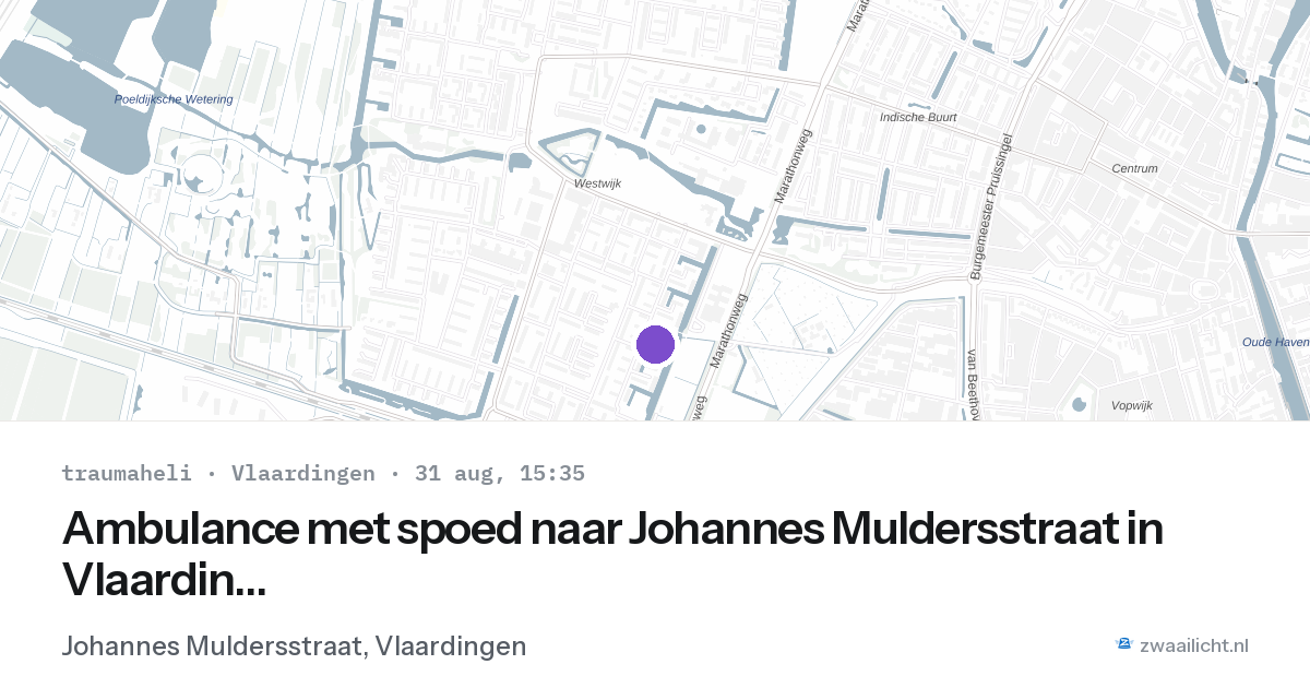 Ambulance met spoed naar Johannes Muldersstraat in Vlaardingen — 31 aug 2026