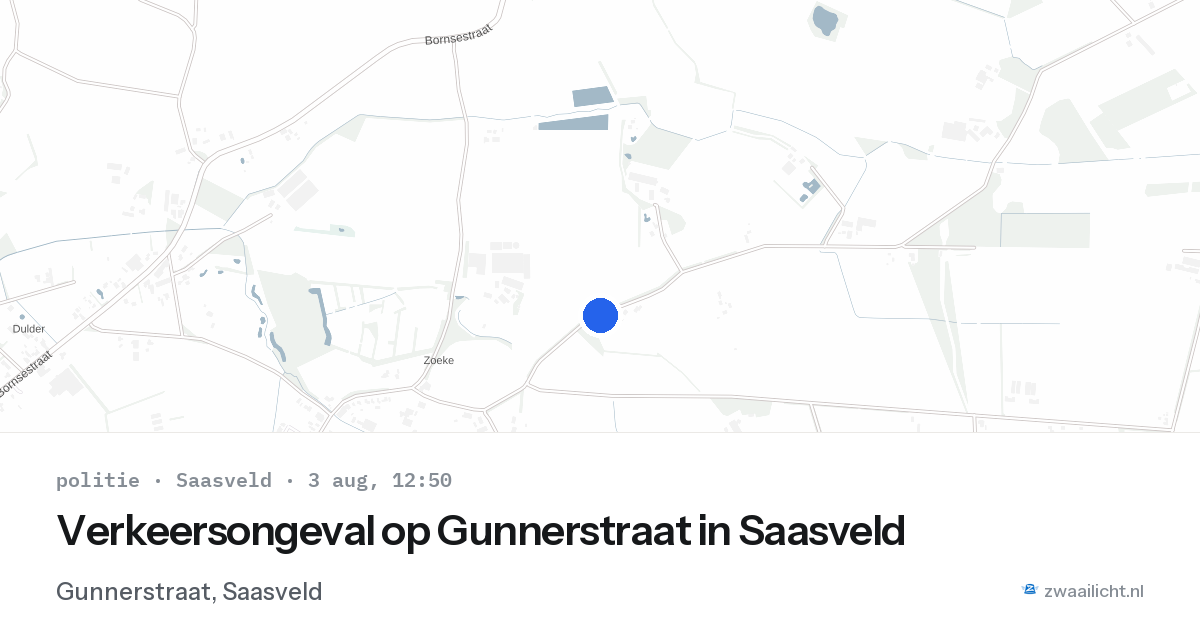 Verkeersongeval op Gunnerstraat in Saasveld — 3 aug 2026