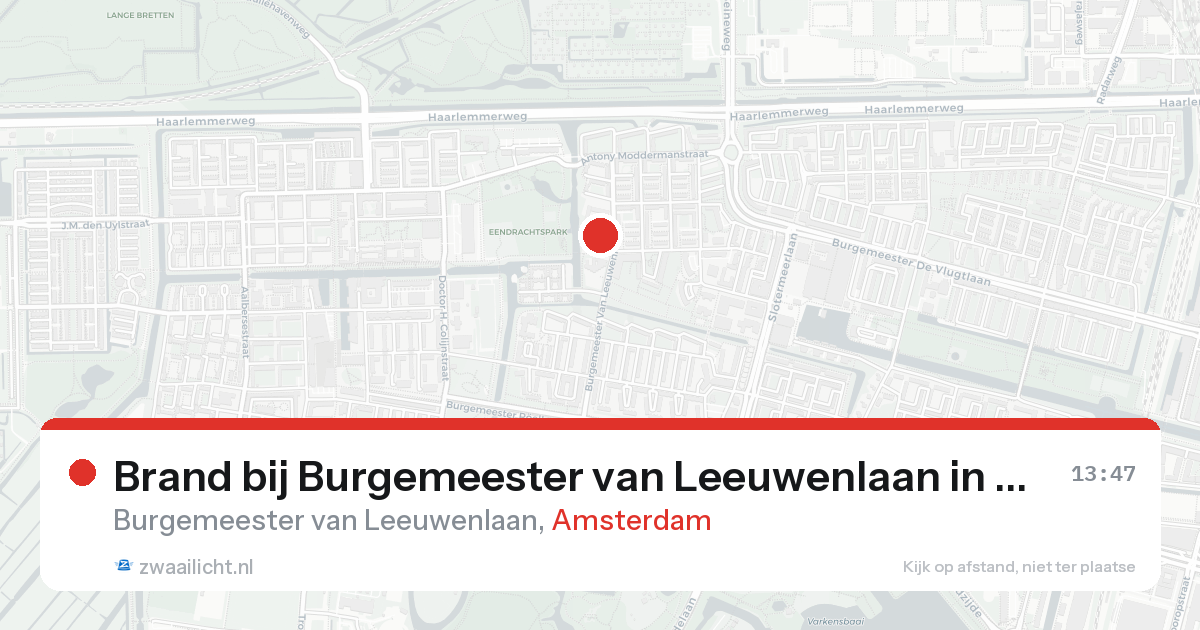 Brand bij Burgemeester van Leeuwenlaan in Amsterdam — 16 aug 2026