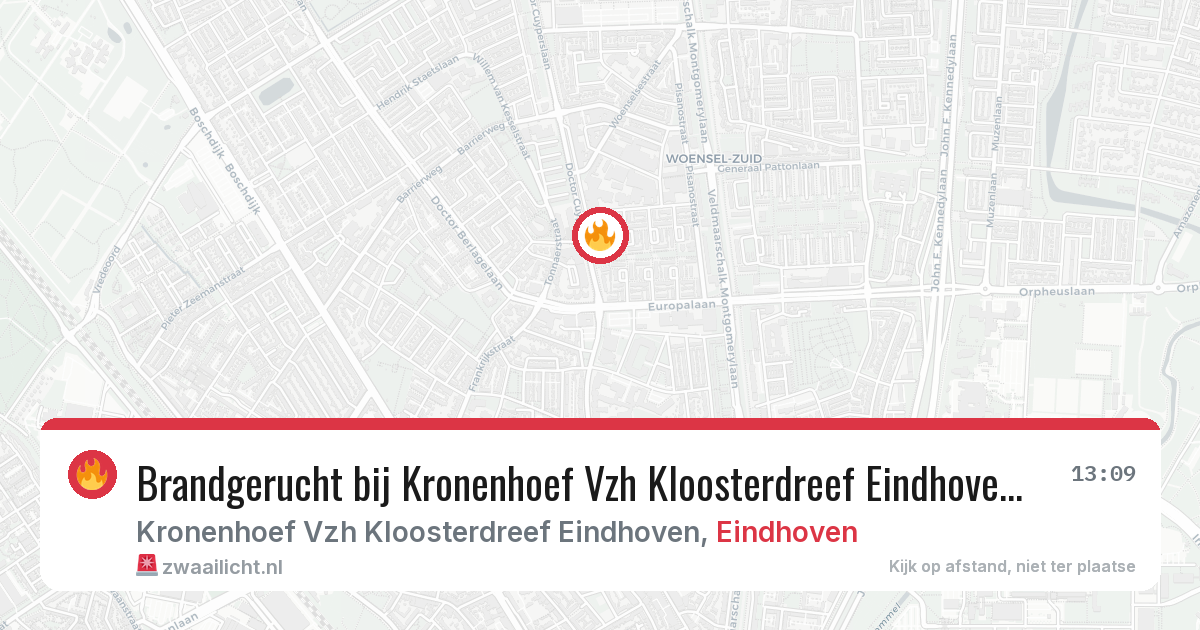 Brandgerucht bij Kronenhoef Vzh Kloosterdreef Eindhoven in Eindhoven — 13 mei 2026
