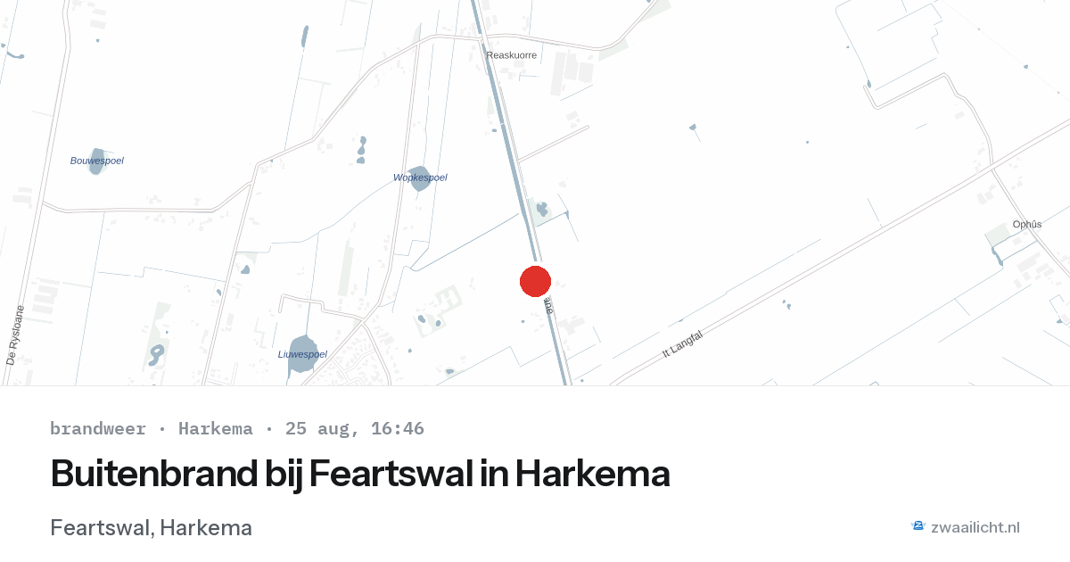 Buitenbrand bij Feartswal in Harkema — 25 aug 2026