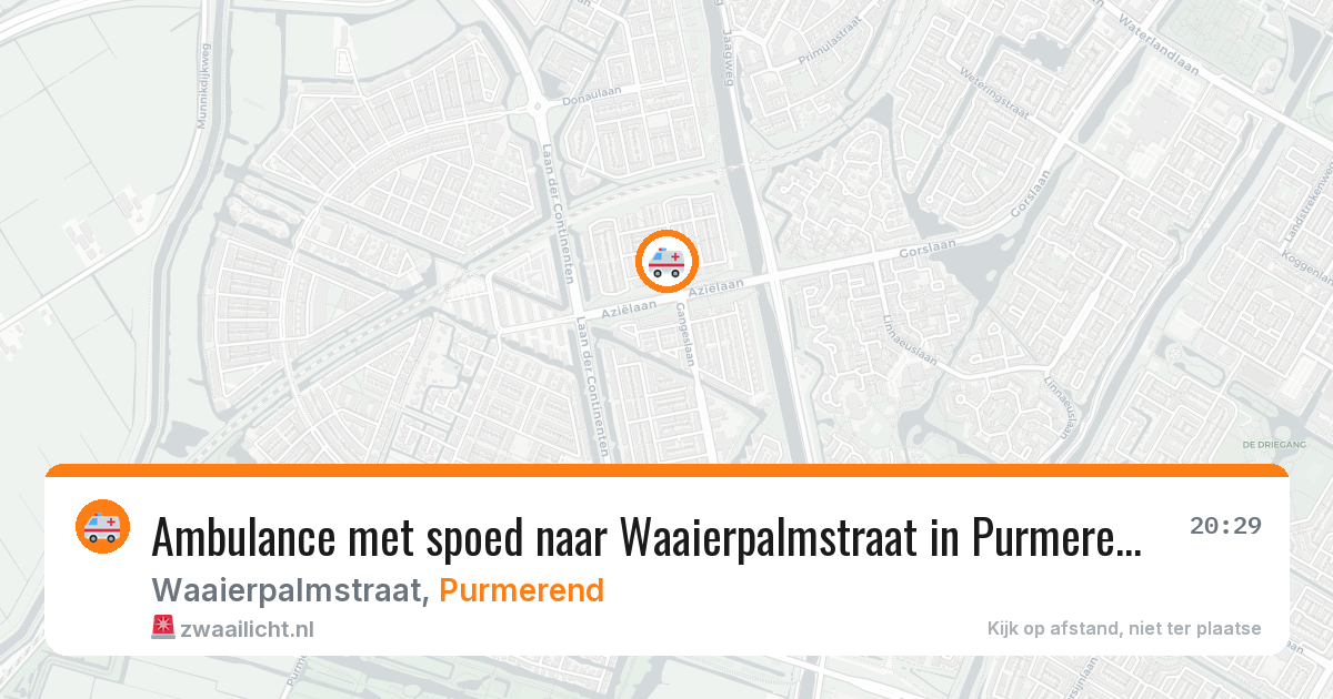 Ambulance met spoed naar Waaierpalmstraat in Purmerend — 13 aug 2026