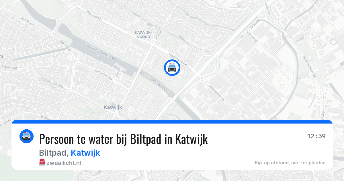 Persoon te water bij Biltpad in Katwijk — 13 jun 2026